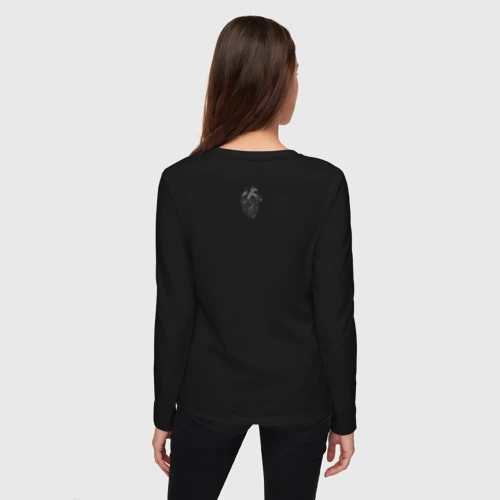 Женский лонгслив хлопок с принтом Bring Me The Horizon 2D Сердце, вид сзади #2