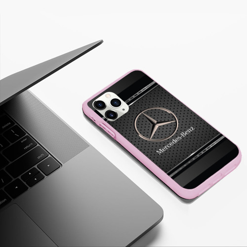Чехол для iPhone 11 Pro Max матовый Mercedes Benz Мерседес Бенз, цвет розовый - фото 5