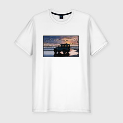 Land Rover Defender на закате – Мужская футболка хлопок Slim с принтом купить