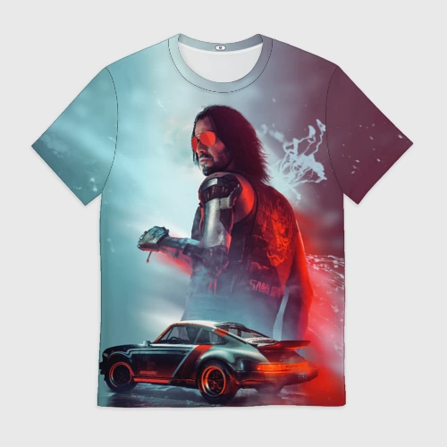 Мужская футболка 3D Cyberpunk 2077 Джонни и Порш
