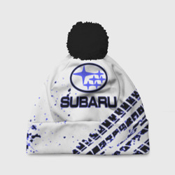 Шапка 3D c помпоном Subaru