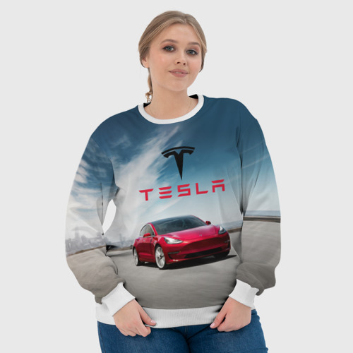 Женский свитшот 3D Tesla Model 3, цвет 3D печать - фото 6