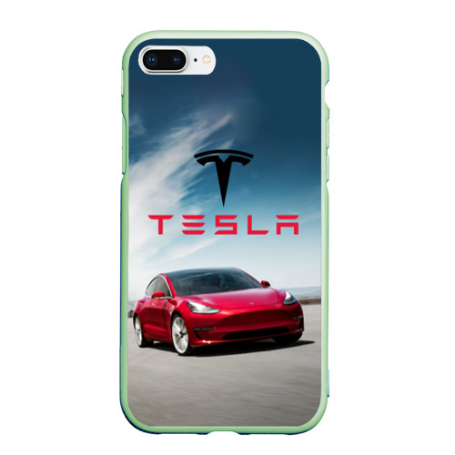 Чехол для iPhone 7Plus/8 Plus матовый Tesla Model 3, цвет салатовый