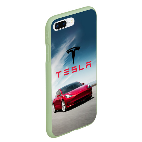 Чехол для iPhone 7Plus/8 Plus матовый Tesla Model 3, цвет салатовый - фото 3