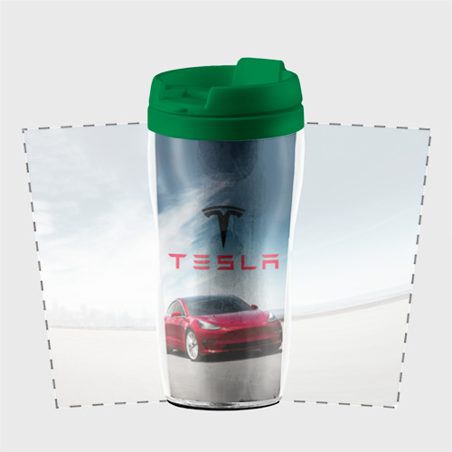 Термокружка-непроливайка Tesla Model 3, цвет зеленый - фото 2