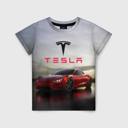 Детская футболка 3D Tesla Roadster