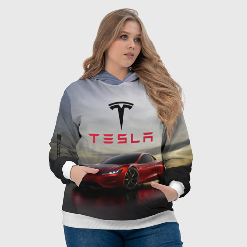 Женская толстовка 3D Tesla Roadster, цвет 3D печать - фото 6
