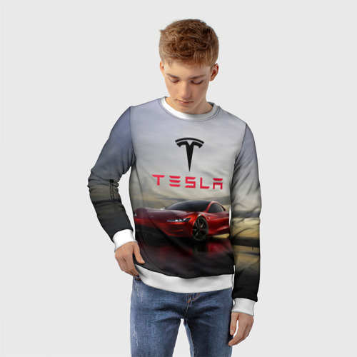 Детский свитшот 3D Tesla Roadster - фото 3