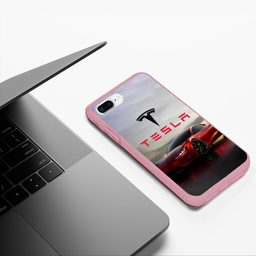 Чехол для iPhone 7Plus/8 Plus матовый Tesla Roadster, цвет баблгам - фото 5