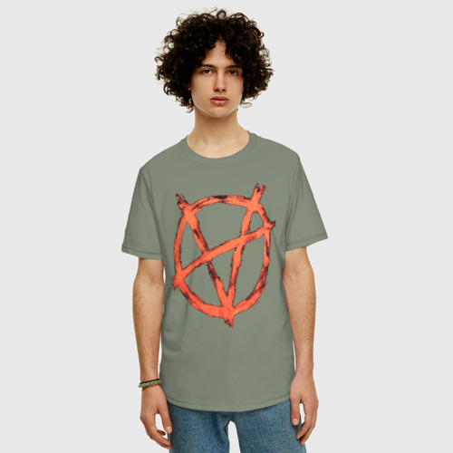 Мужская футболка хлопок Oversize Anarchy, цвет авокадо - фото 3