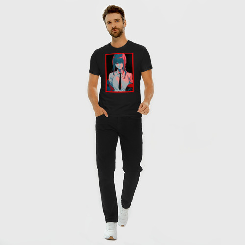 Мужская футболка хлопок Slim Макима - Человек бензопила, цвет черный - фото 5