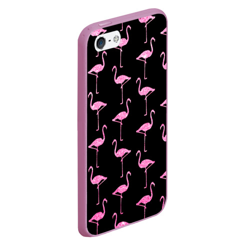 Чехол для iPhone 5/5S матовый Фламинго Чёрная, цвет розовый - фото 3