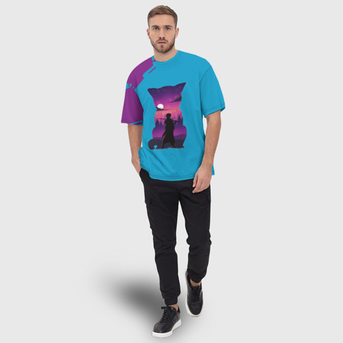 Мужская футболка oversize 3D Гинтоки кот, цвет 3D печать - фото 5