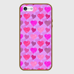 Чехол для iPhone 5/5S матовый Розовые сердечки