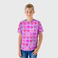 Детская футболка 3D Розовые сердечки - фото 2