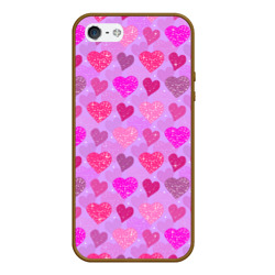 Чехол для iPhone 5/5S матовый Розовые сердечки
