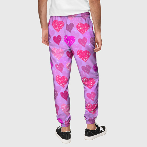 Мужские брюки 3D Розовые сердечки, цвет 3D печать - фото 5