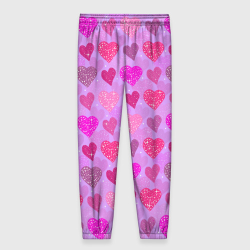 Женские брюки 3D Розовые сердечки, цвет 3D печать - фото 2