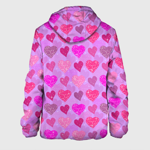 Мужская куртка 3D Розовые сердечки, цвет 3D печать - фото 2