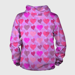 Ветровка с принтом Розовые сердечки для женщины, вид сзади №1. Цвет основы: белый