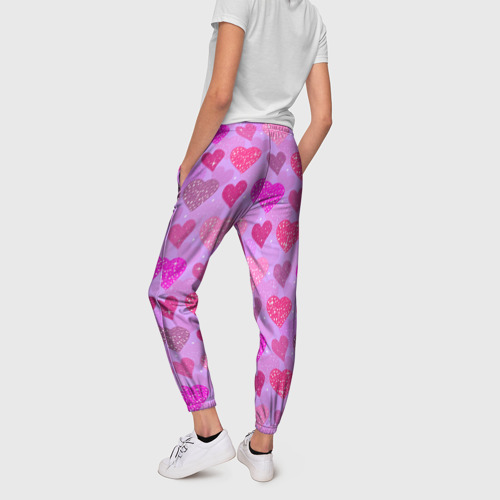 Женские брюки 3D Розовые сердечки, цвет 3D печать - фото 4