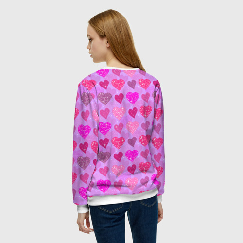 Женский свитшот 3D Розовые сердечки, цвет 3D печать - фото 4