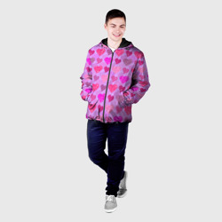 Мужская куртка 3D Розовые сердечки - фото 2