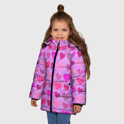Зимняя куртка для девочек 3D Розовые сердечки - фото 2