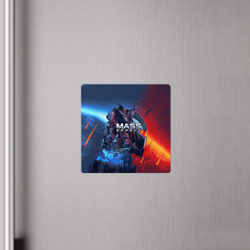 Магнит с принтом Mass Effect Legendary ed для любого человека, вид спереди №4. Цвет основы: белый