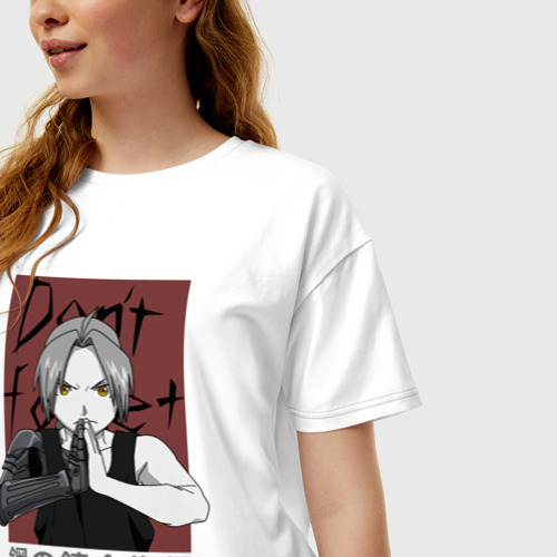 Женская футболка хлопок Oversize Стальной Алхимик, цвет белый - фото 3