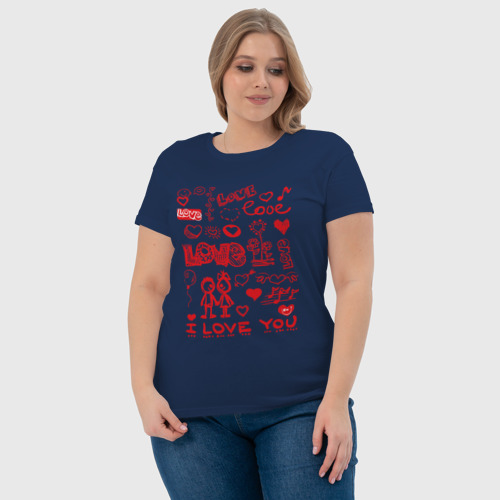 Женская футболка хлопок Настроение, цвет темно-синий - фото 6