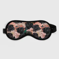 Маска для сна 3D Мопсы и Цветы