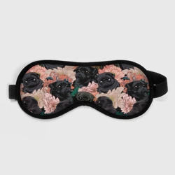 Маска для сна 3D Мопсы и Цветы