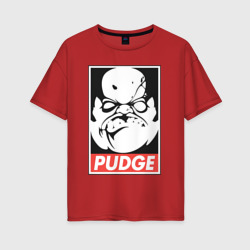 Женская футболка хлопок Oversize Pudge Dota Пудж