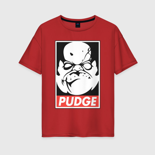 Женская футболка хлопок Oversize Pudge Dota Пудж, цвет красный