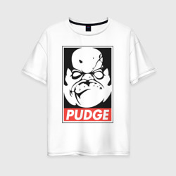 Женская футболка хлопок Oversize Pudge Dota Пудж