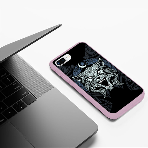 Чехол для iPhone 7Plus/8 Plus матовый Фенрир волк скандинавский, цвет розовый - фото 5