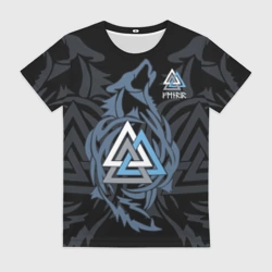 Женская футболка 3D Волк Фенрир скандинавский валькнут
