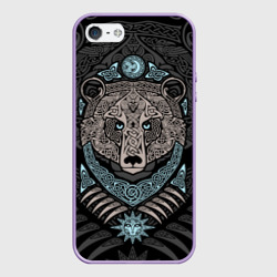 Чехол для iPhone 5/5S матовый Медведь скандинавский орнамент