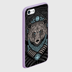 Чехол для iPhone 5/5S матовый Медведь скандинавский орнамент - фото 2