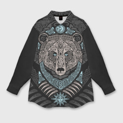 Мужская рубашка oversize 3D Медведь скандинавский орнамент