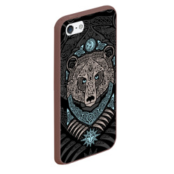 Чехол для iPhone 5/5S матовый Медведь скандинавский орнамент - фото 2