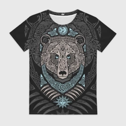 Женская футболка 3D Медведь скандинавский орнамент