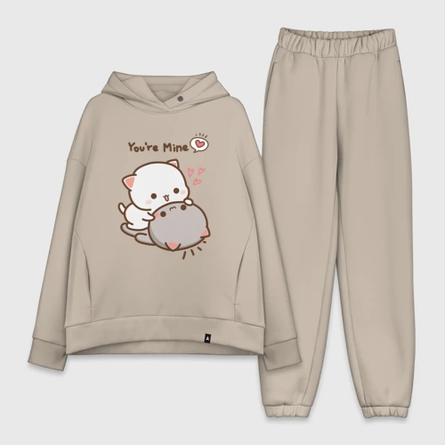 Женский костюм хлопок Oversize Влюблённые котята