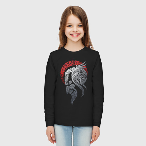 Детский лонгслив хлопок Демон кельтский орнамент, цвет черный - фото 5
