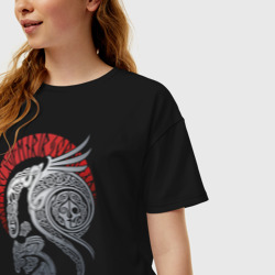 Женская футболка хлопок Oversize Демон кельтский орнамент - фото 2