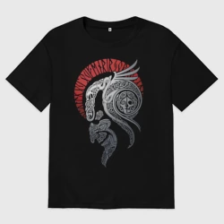 Женская футболка хлопок Oversize Демон кельтский орнамент