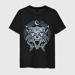Волк Фенрир трафарет – Мужская футболка хлопок с принтом купить со скидкой в -20%