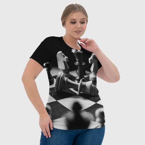 Женская футболка 3D с принтом Шахматы фигуры доска ход мат, фото #4