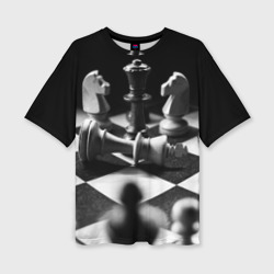 Женская футболка oversize 3D Шахматы фигуры доска ход мат